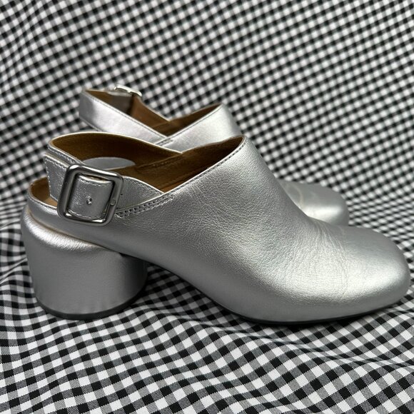 CAMPER Niki Silver Metallic Futuristic Mule Clogs Size EU 37 / US Women's 7 - Picture 3 of 6